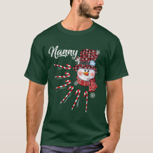 Nanny Snowman Candy Cane Christmas Red Plaid Hat 9 T-Shirt