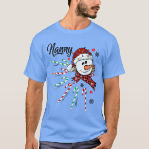 Nanny Snowman Candy Cane Christmas Xmas Funny 908 T-Shirt