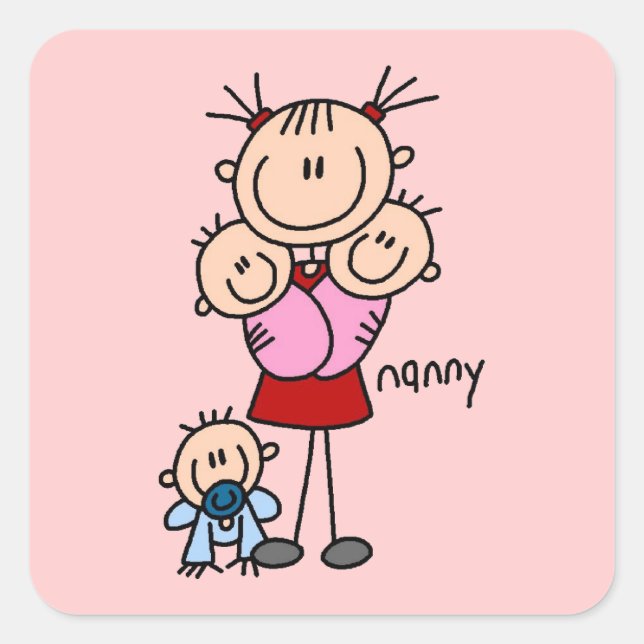 Nanny Stick Figure Square Sticker (Front)