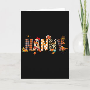 Nanny Turkey Retro Fall Autumn Leopard Thanksgivin Card