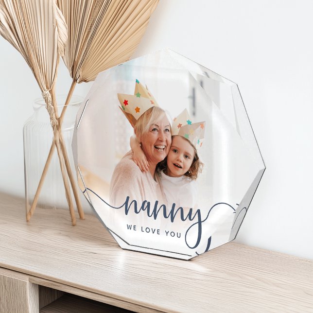 Nanny We Love You | Grandma Script Overlay Photo Block (Creator Uploaded)