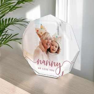 Nanny We Love You   Grandma Script Overlay Photo Block