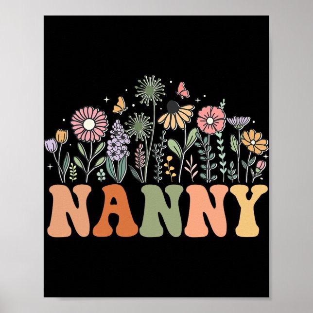 Nanny Wildflower Floral Birthday Baby Shower New N Poster (Front)