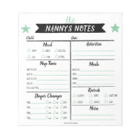 Nanny's Notes Babysitter Notes Daycare Sheets