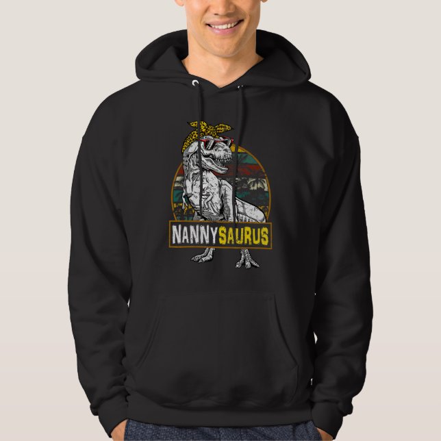Nannysaurus Leopard Rex Dinosaur Nanny Saurus Moth Hoodie (Front)