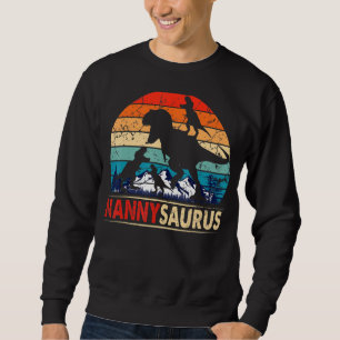 Nannysaurus T Rex Nanny Dinosaur 3 Kids Funny Moth Sweatshirt