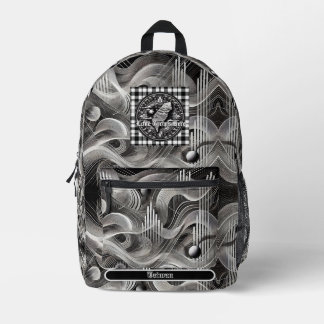 Nanometer Chip Plaid Geometric Taiwan Monogram Printed Backpack
