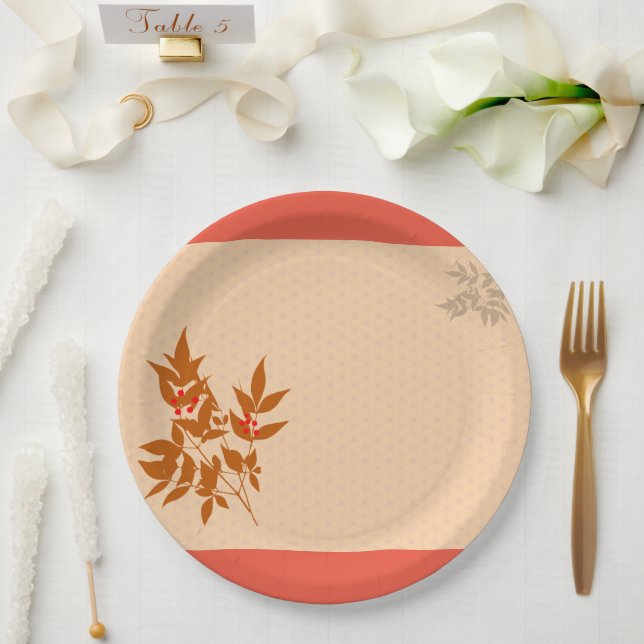Nanten and hemp leaf pattern celebratory paper pla plate (Wedding)