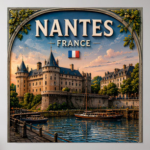 🌙 Nantes France Moonlit Castle And River Views Poster