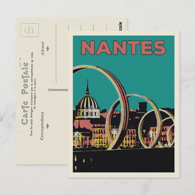 Nantes France view of the city by night Postcard (Front/Back)