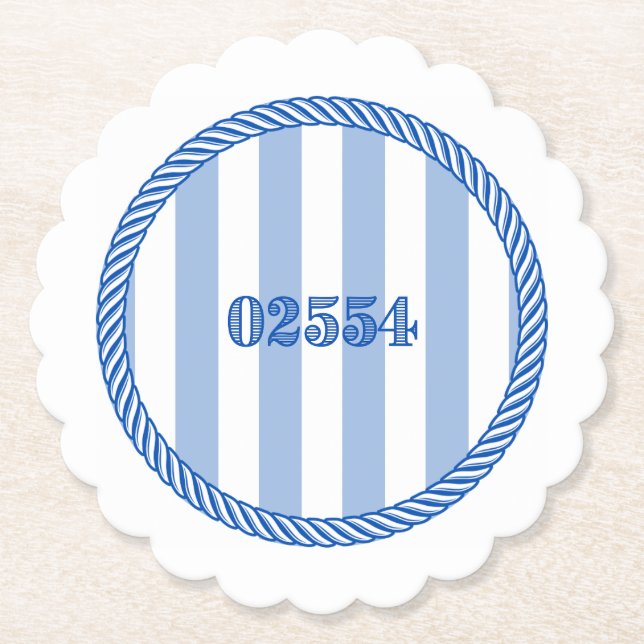 Nantucket 02554 Zip Code Coasters Blue White (Front)