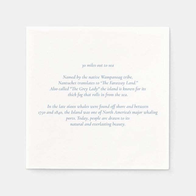 Nantucket 30 Miles Out to Sea Cocktail Napkins (Front)