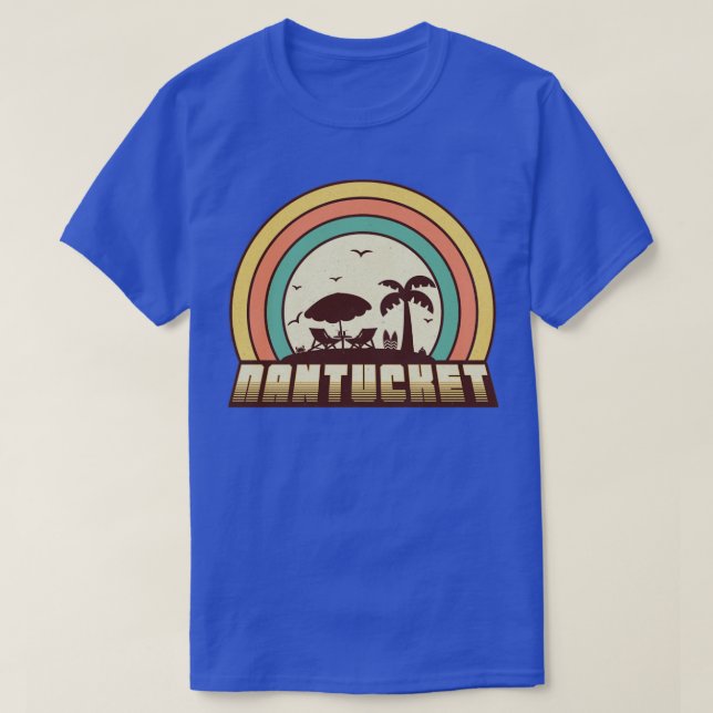 Nantucket Beach Retro Sunset Style T-Shirt (Design Front)