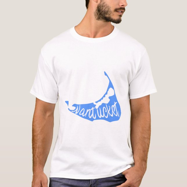 Nantucket Blue Island Sticker T-Shirt (Front)