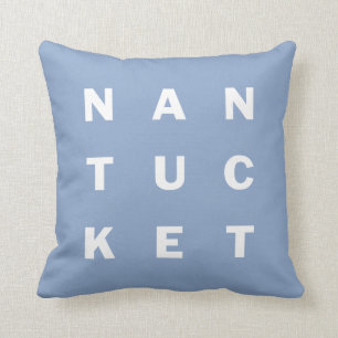 NANTUCKET blue typographic reversible pillow