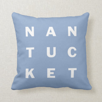 NANTUCKET blue typographic reversible pillow