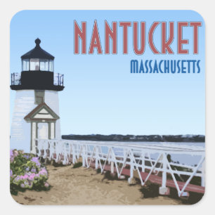 Nantucket Brant Point Lighthouse Massachusetts Square Sticker