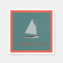 Nantucket Cat Boat. Sailboat Cocktail Napkins. Na