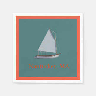 Nantucket Cat Boat. Sailboat Cocktail Napkins. Na Napkin