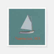 Nantucket Cat Boat. Sailboat Cocktail Napkins. Nap