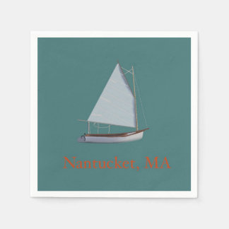 Nantucket Cat Boat. Sailboat Cocktail Napkins. Nap Napkin