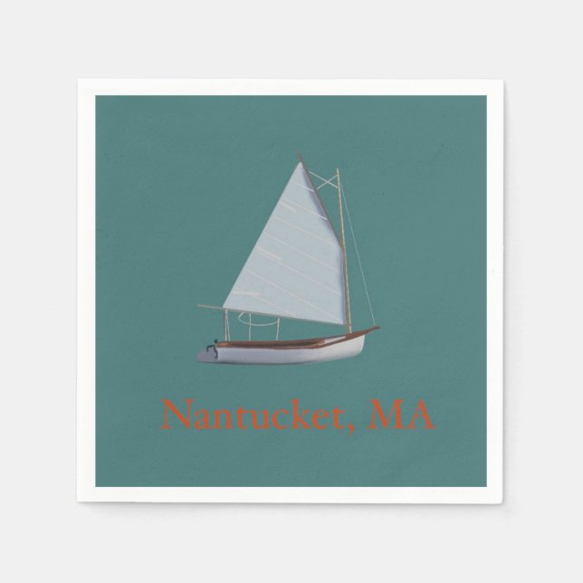 Nantucket Cat Boat. Sailboat Cocktail Napkins. Nap Napkin (Front)
