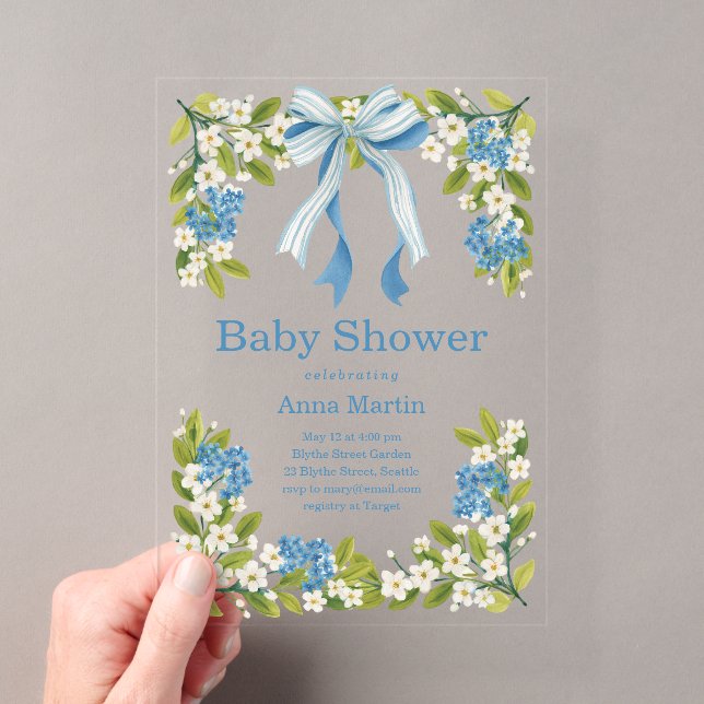 Nantucket Florals Baby Shower Acrylic Invitations (Insitu (Handheld))