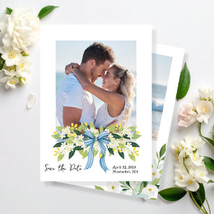 Nantucket Florals Coastal Save the Date Invitation
