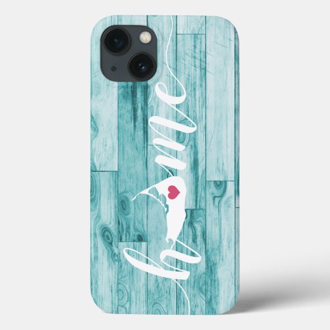 Nantucket Hometown Map Turquoise Wood Look Case-Mate iPhone Case (Back)