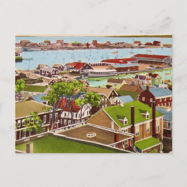  Nantucket IHarbor MA Vintage Postcard (Front)