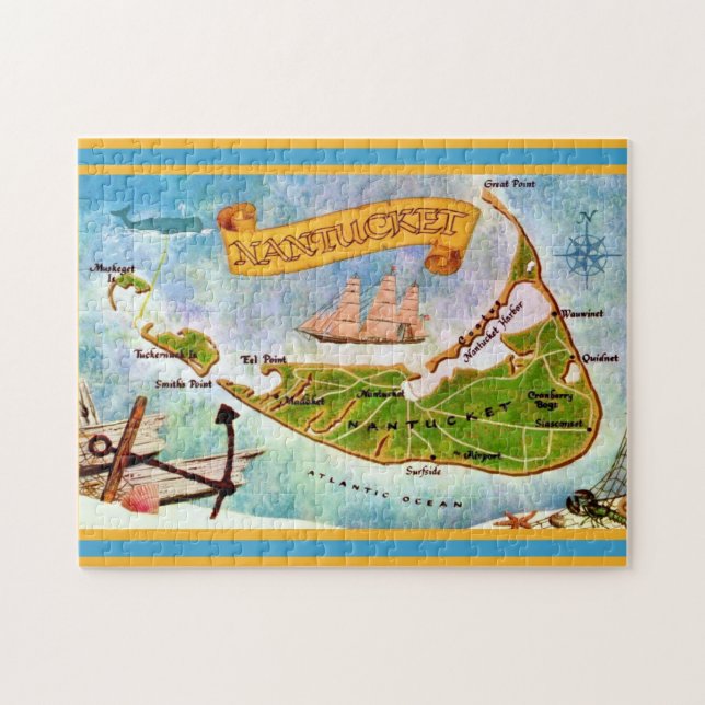  Nantucket Island 11x14 Map  Jigsaw Puzzle (Horizontal)
