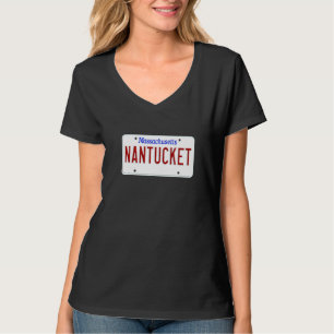 Nantucket Island Boston Massachusetts License Plat T-Shirt