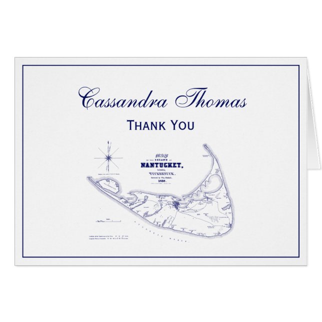Nantucket Island MA Vintage Map Navy Blue (Front Horizontal)