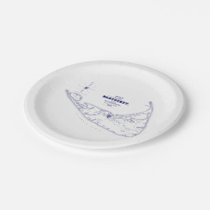Nantucket Island MA Vintage Map Navy Blue Paper Plate