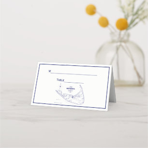 Nantucket Island MA Vintage Map Navy Blue Place Card