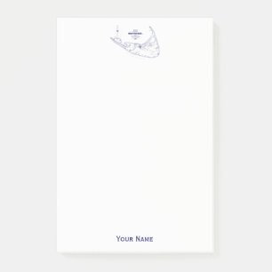 Nantucket Island MA Vintage Map Navy Blue Post-it Notes
