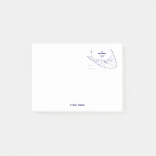 Nantucket Island MA Vintage Map Navy Blue Post-it Notes