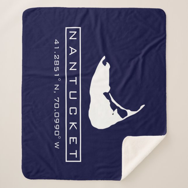 Nantucket Island Map Logo Fuzzy Sherpa Blanket (Front)