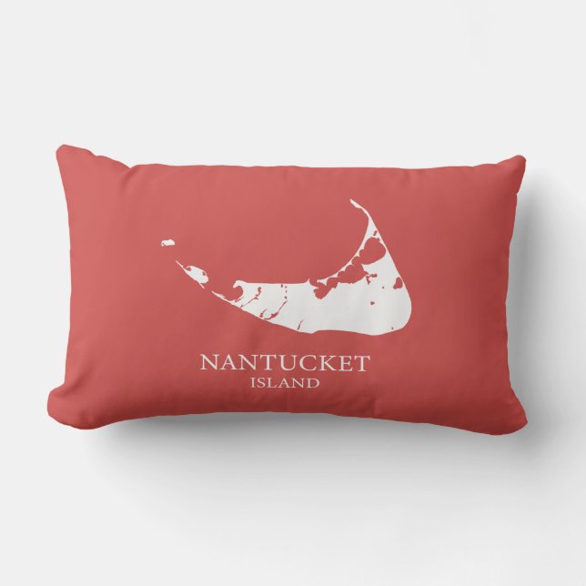 Nantucket Island Map nantucket red Lumbar Pillow (Front)
