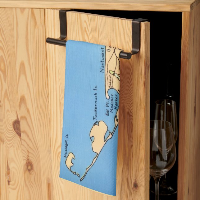 Nantucket Island Map  Tea Towel (Thirds Fold)
