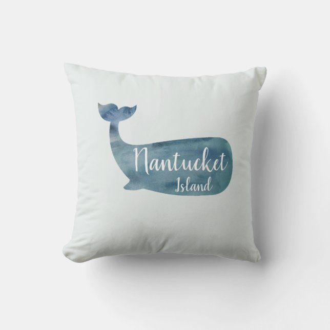Nantucket Island Mass Whale Throw Pillow (Front)