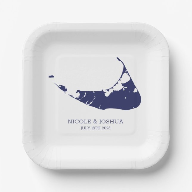 Nantucket Island Wedding Nantucket Navy Paper Plate (Front)
