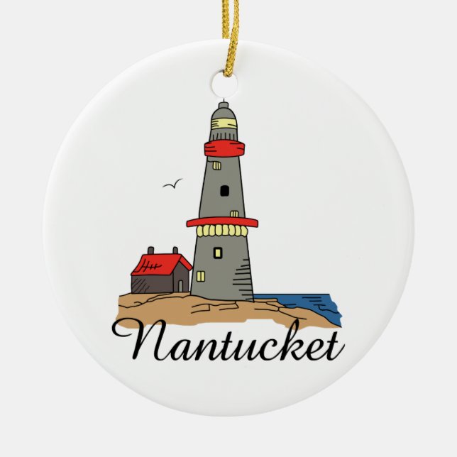 NANTUCKET LIGHTHOUSE CERAMIC TREE DECORATION (Front)