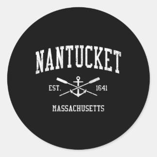 Nantucket Ma Crossed Oars Boat Anchor Sports Classic Round Sticker