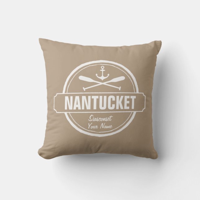Nantucket, MA personalised name, nautical anchor Cushion (Front)