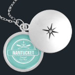 Nantucket, MA personalised name, nautical anchor Locket Necklace<br><div class="desc">This Nantucket, Massachusetts nautical anchor and paddle design is personalised with your favourite Nantucket town, area or beach (such as Brant Point, Madaket, Siasconset, Surfside, Monomoy, Naushop, Miacomet, etc.) and your name (or delete). This retro, vintage style design features a white circle, anchor, crisscrossed paddles and a bold banner that...</div>