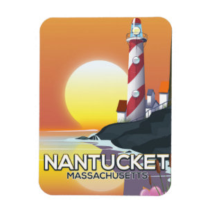 Nantucket Massachusetts lighthouse travel poster Magnet