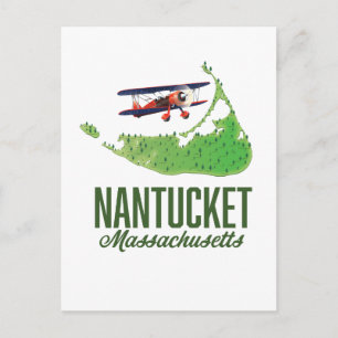 Nantucket Massachusetts Map Postcard