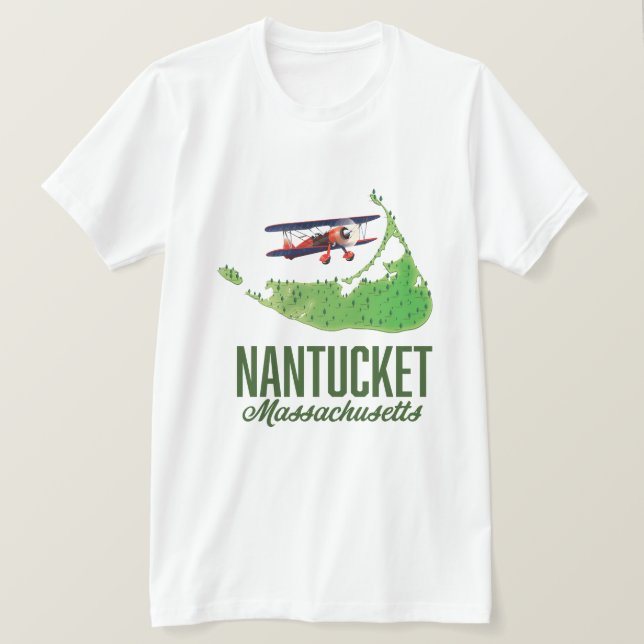 Nantucket Massachusetts Map T-Shirt (Design Front)