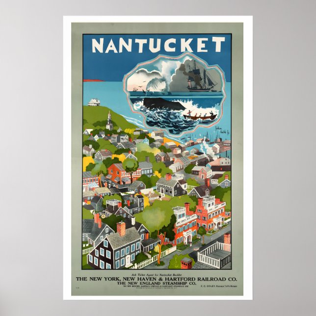 Nantucket Massachusetts Vintage Travel Poster (Front)